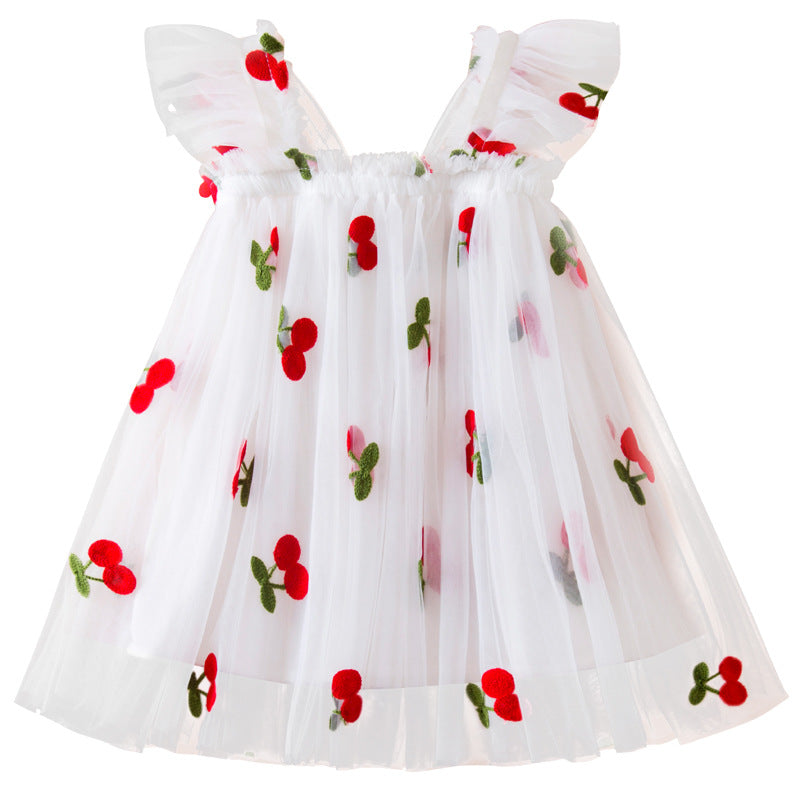 Wholesale Polyester Children's Embroidered Mesh Dresses