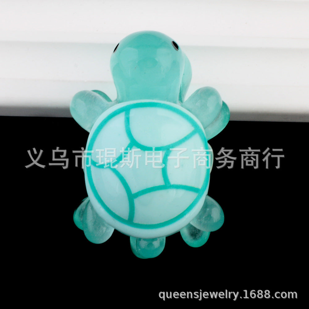 Wholesale 2pcs Luminous Double-sided Turtle Clay Drill Ball Straight Hole DIY Beads