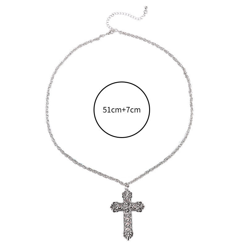 Wholesale Double Layer Cross Cuban Zinc Alloy Necklace