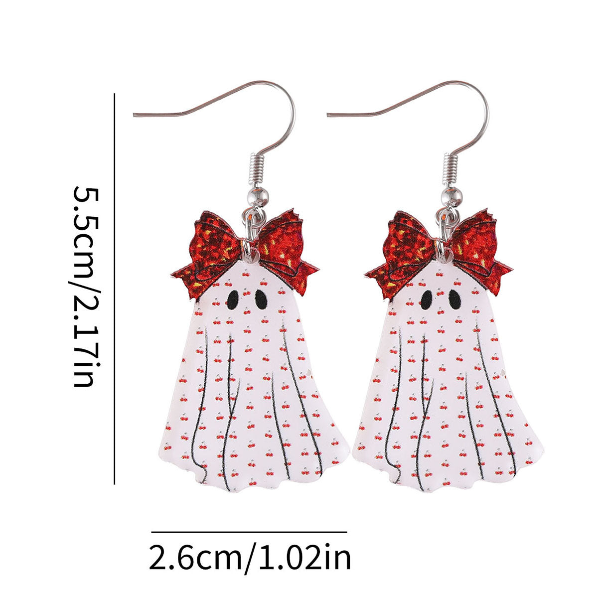 Wholesale Gothic  Leopard Print Bowknot Cherry Acrylic Earrings