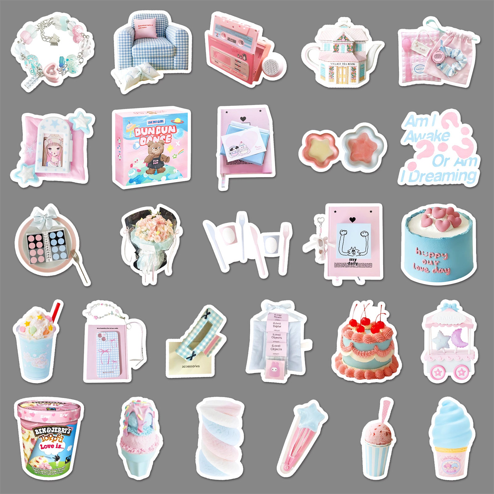 Wholesale 52pcs blue pink graffiti stickers