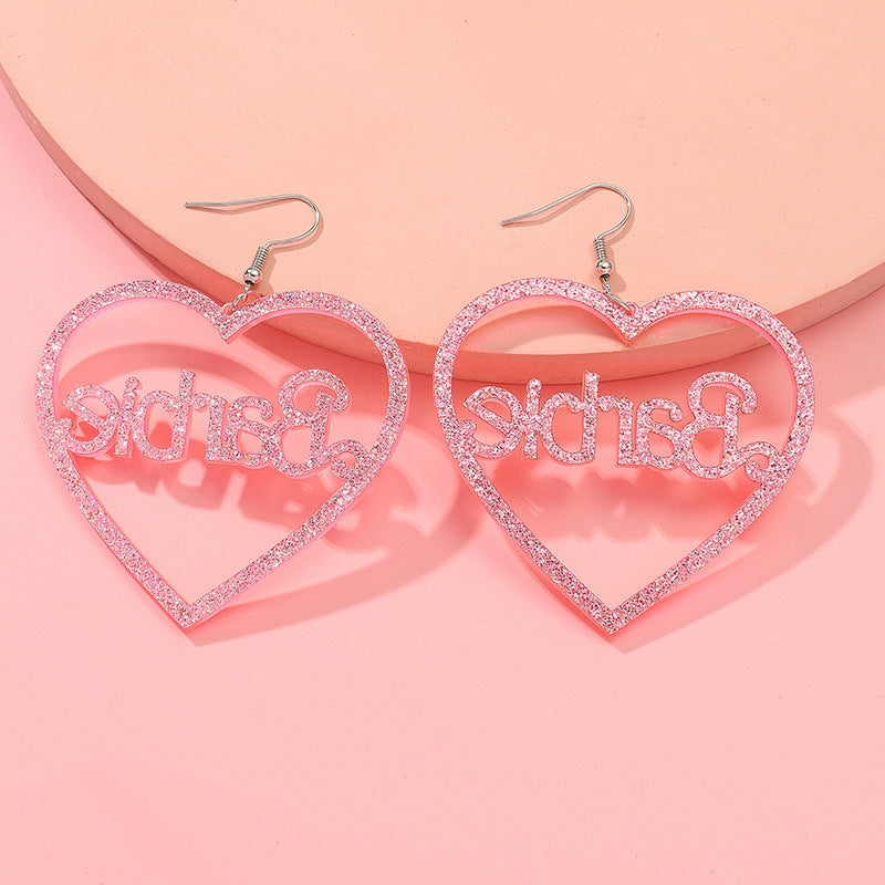 Wholesale Love Heart Hollow Acrylic Earrings
