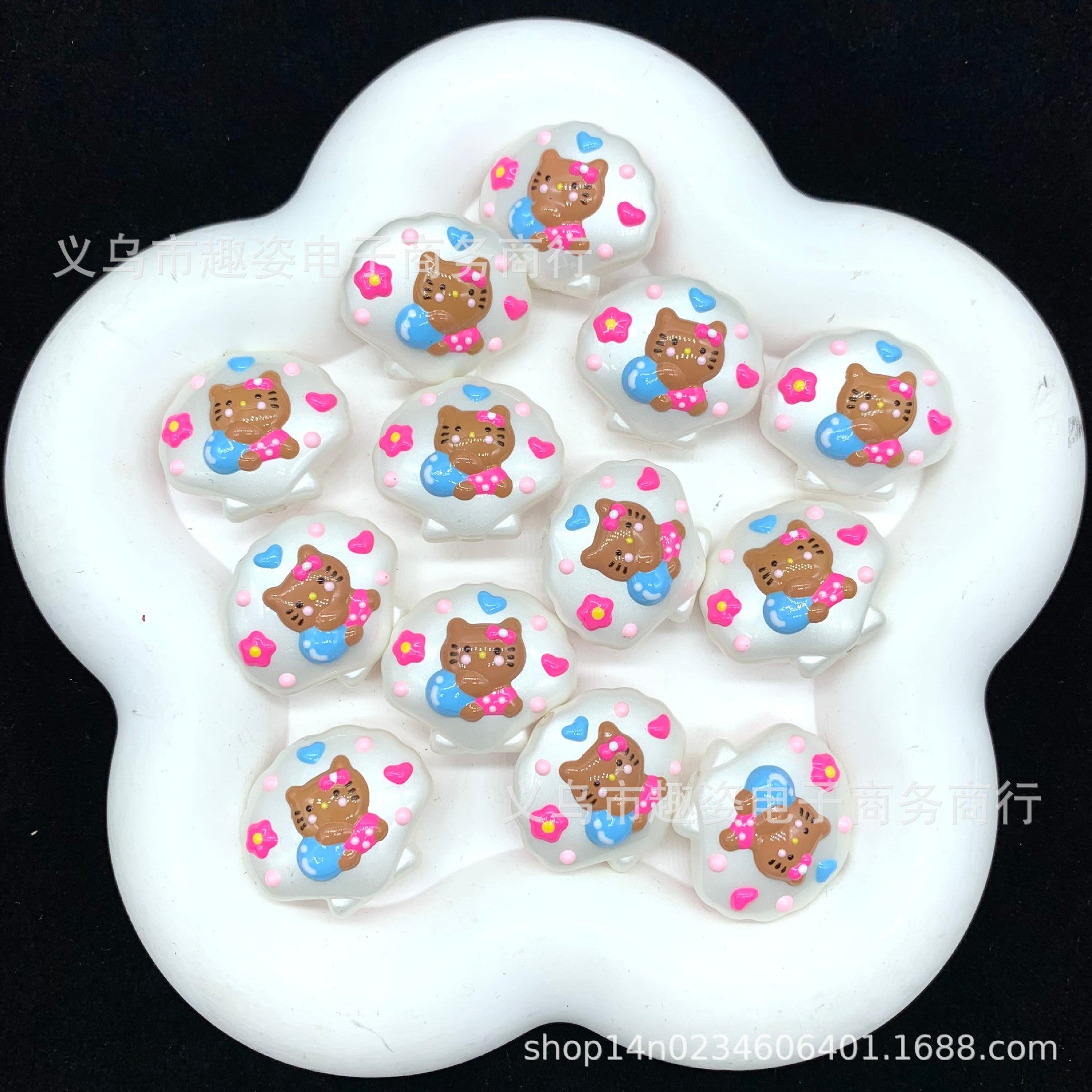 Wholesale 10pcs Black seashell hand-painted beads Acrylic Beads