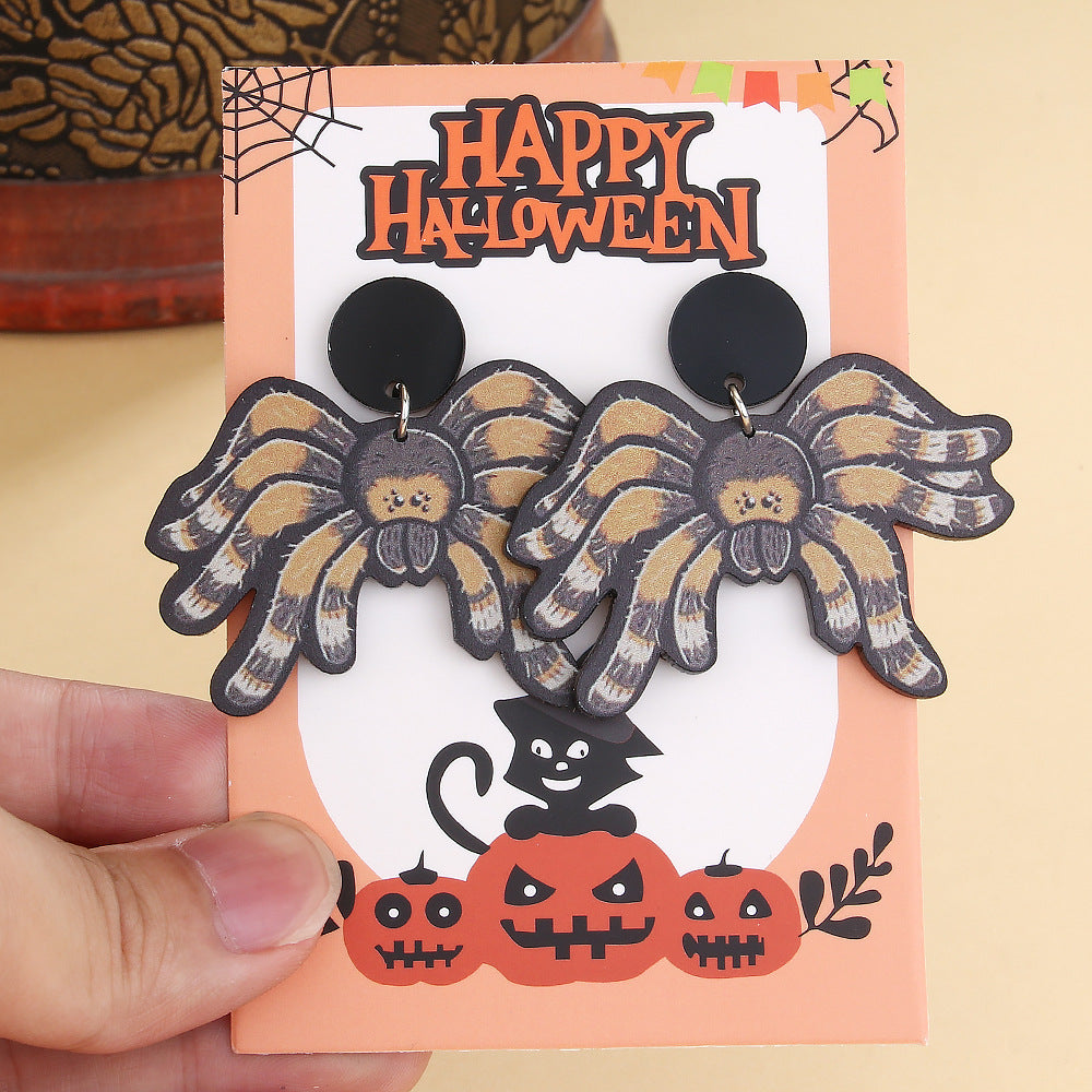 Wholesale Creative Spider Handmade Halloween Horror Ghost Spider Acrylic Earrings