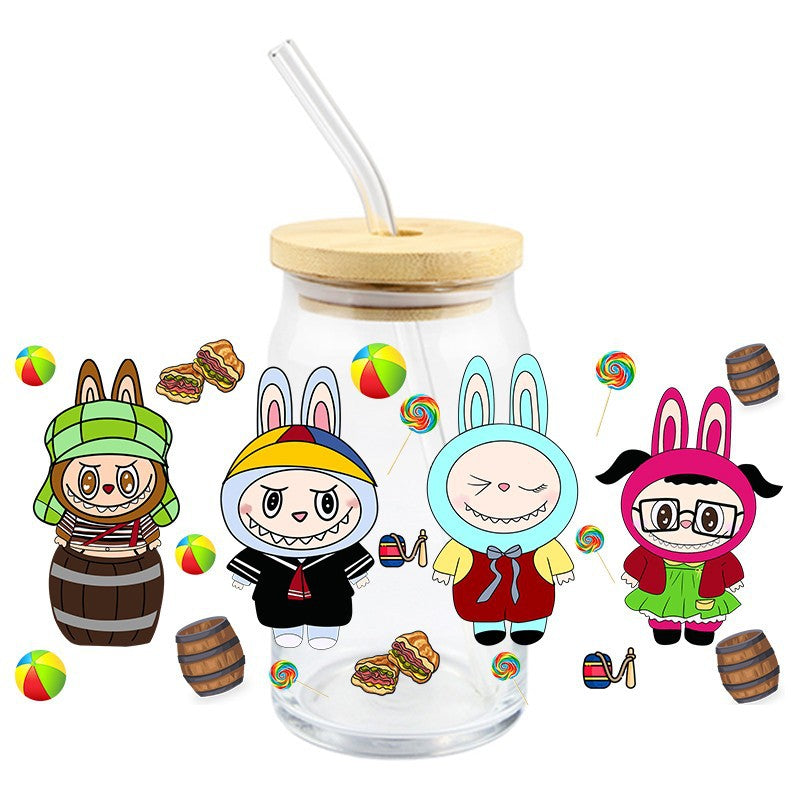 Wholesale 5pcs Colorful cute cartoon 16oz Cup UV DTF Wraps