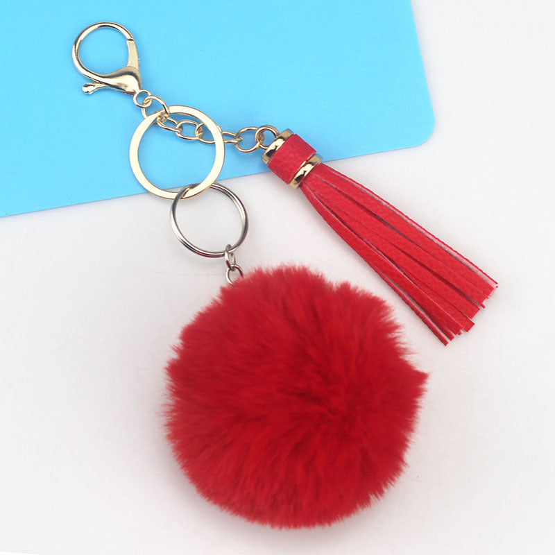 Wholesale Fur Ball PU Tassel Keychain