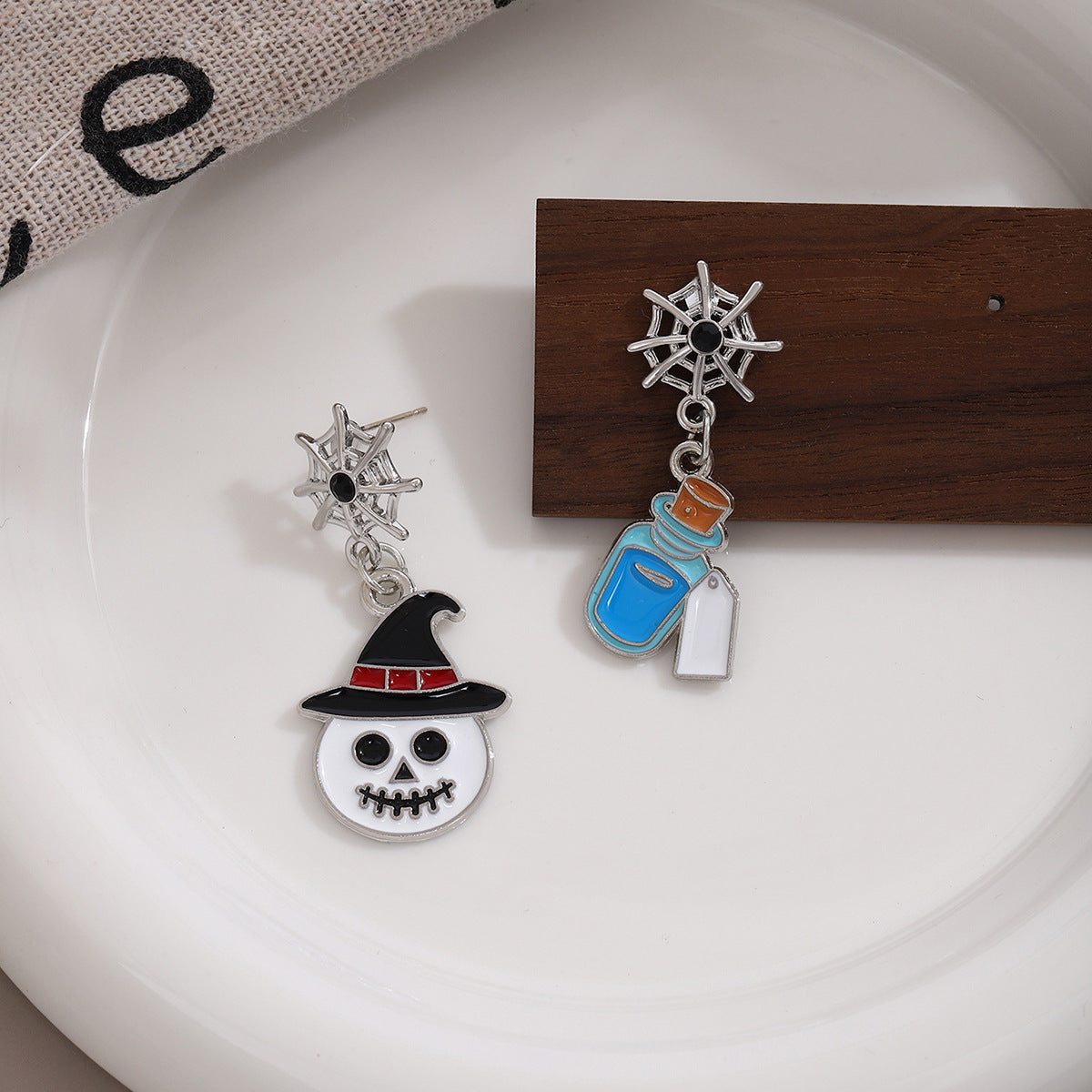 Wholesale Silver Ghost Pumpkin Skull Earrings