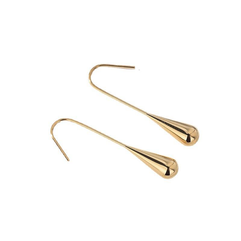 Wholesale Titanium steel stud earrings with gold-plated teardrop round beads