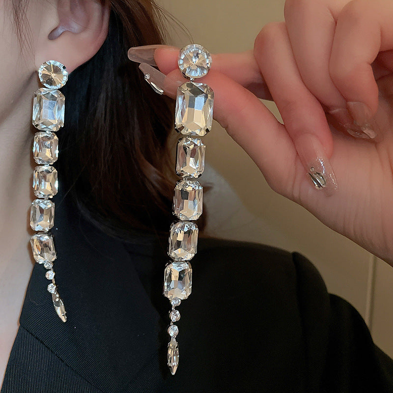 Wholesale Square Long Tassel Earrings and Necklace Set