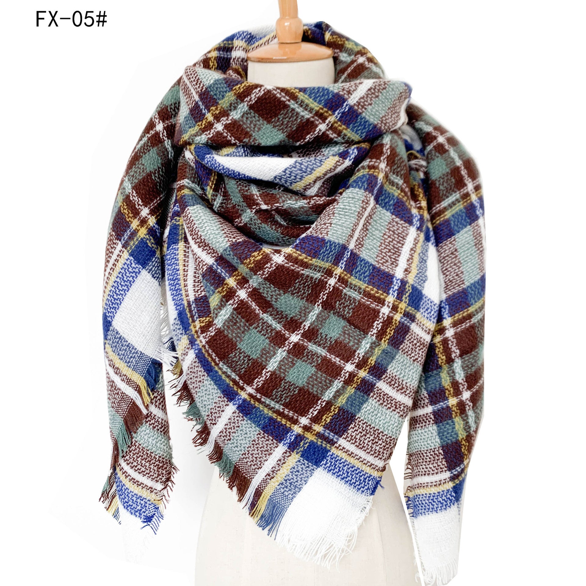 Wholesale Autumn and Winter Imitation Cashmere Double-sided Colorful Plaid Square Scarf Scarf