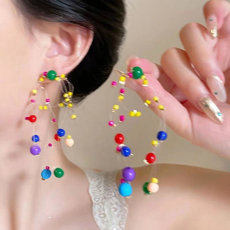 Wholesale Dopamine colorful beaded earrings