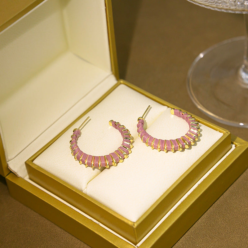 Wholesale of New Products In 2023, Colorful Color Matching C-shaped Metal Earrings