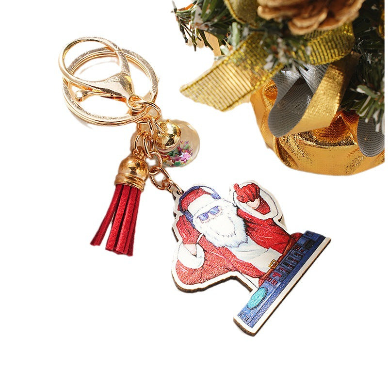Wholesale Creative Santa Claus Christmas Gifts Wooden Cartoon Keychain
