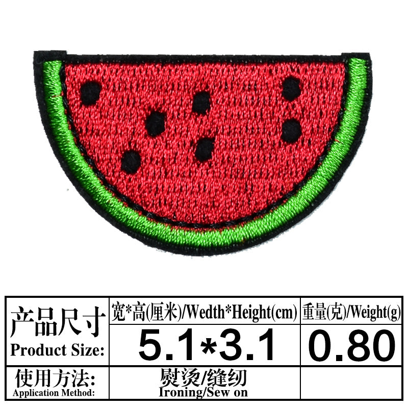 Wholesale Fashion Embroidered Fruit Patches Banana Watermelon Sew On Clothing Decorative Craft Supply 20 Pcs