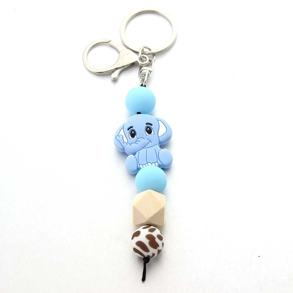Wholesale Silicone Bead Charm Elephant Keychain