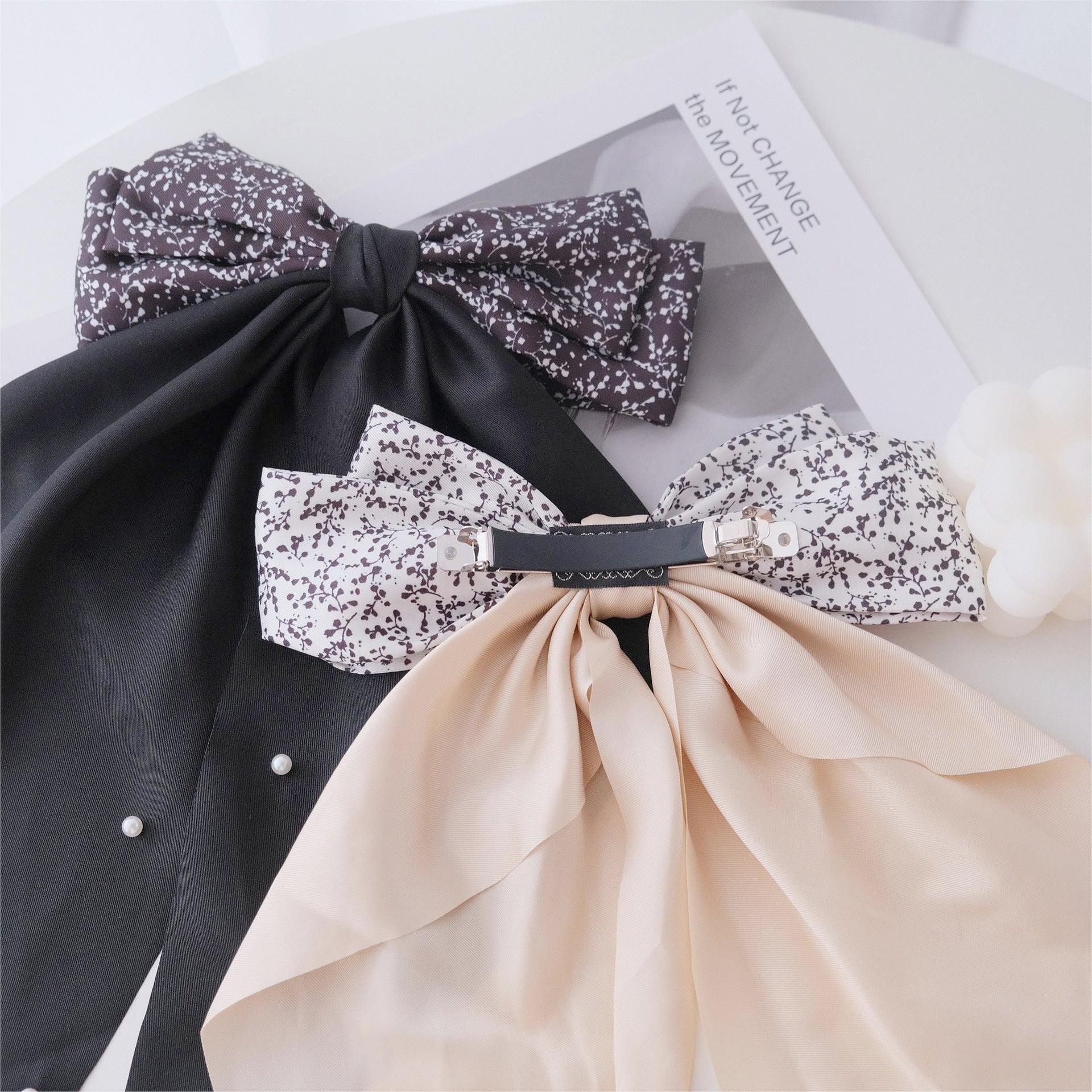 Wholesale Retro Small Fragrance Floral Pearl Large Bow Hairpin