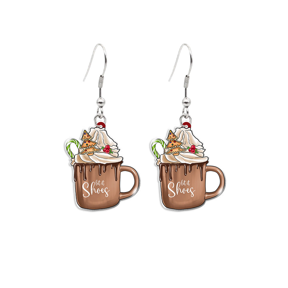 Wholesale Christmas Tea Cup Cake Cup Earrings