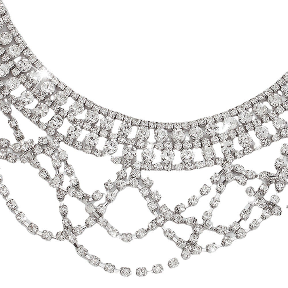 Wholesale Luxury Multilayer Tassel Rhinestone Clavicle Necklaces