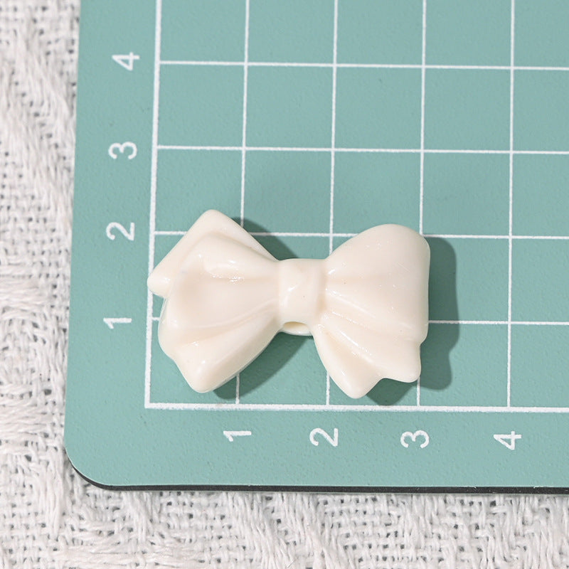 Wholesale 10pcs Macaron Colorful Double-Layer Bow Acrylic Beads