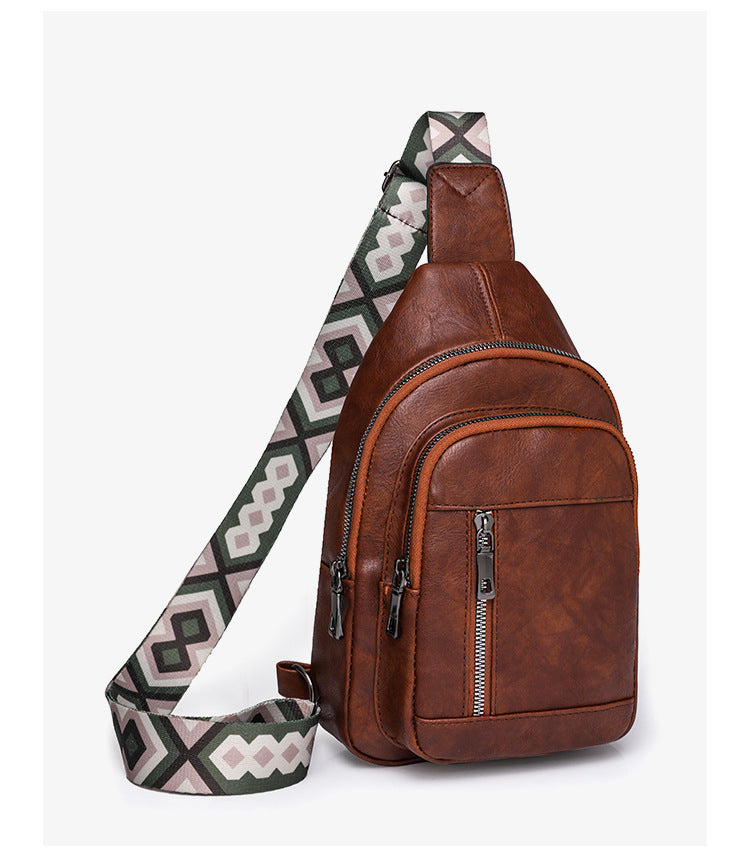 Wholesale PU Wide Shoulder Strap Casual Sports Chest Bag