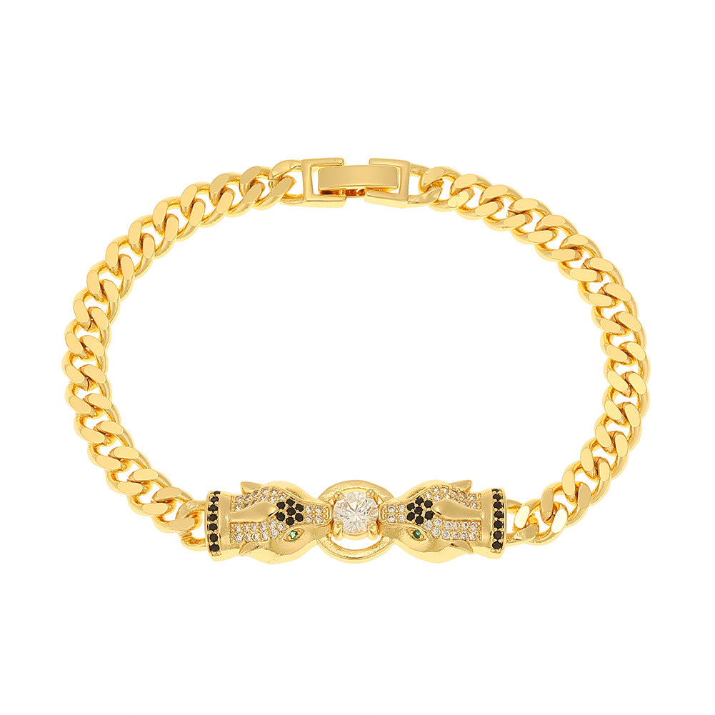 Wholesale Copper Micropaved Zirconia Leopard Bracelet