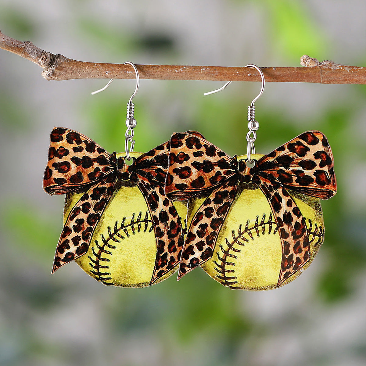 Wholesale sporty polka dot bow pendant earrings