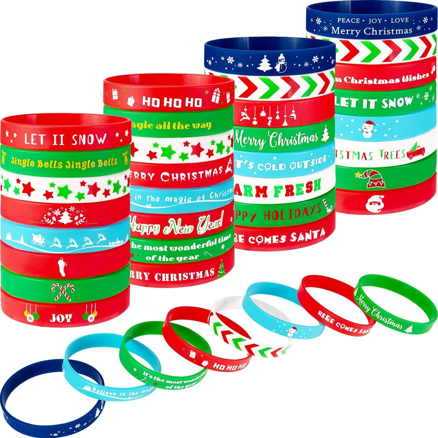 Wholesale  20pcs/pack Cartoon pattern Christmas rubber silicone bracelet