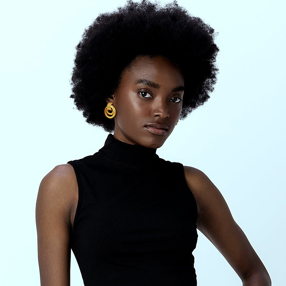 Wholesale Golden Creative Geometric Circle Earrings
