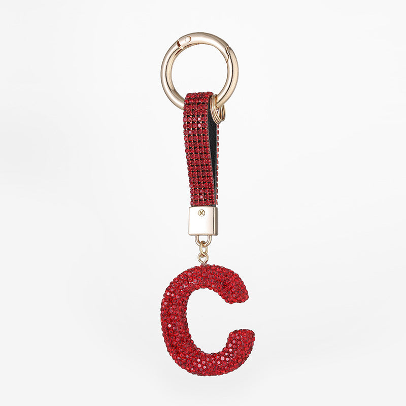 Wholesale Pottery Clay Water Diamond Alloy Dot Diamond Letter Keychain