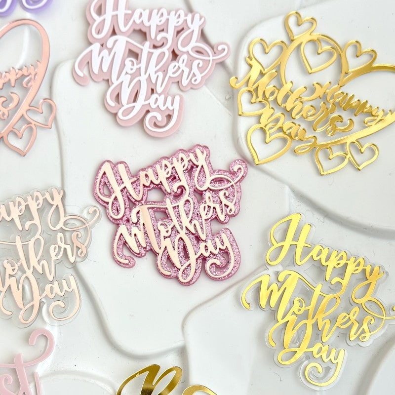 Wholesale 10PCS/PACK Mother's Day Happy Acrylic Cake Decoration