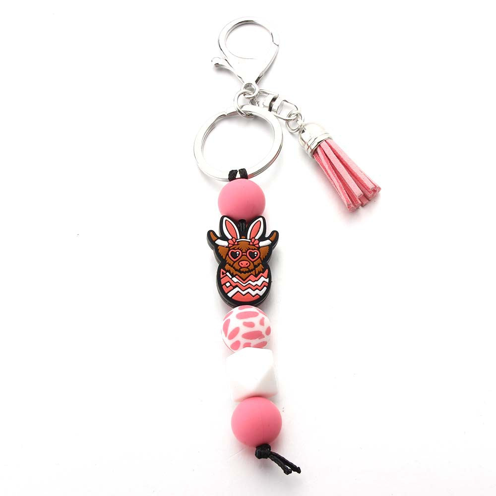 Wholesale silicone beaded key chain rabbit cow cartoon bag pendant DIY small accessories accessories