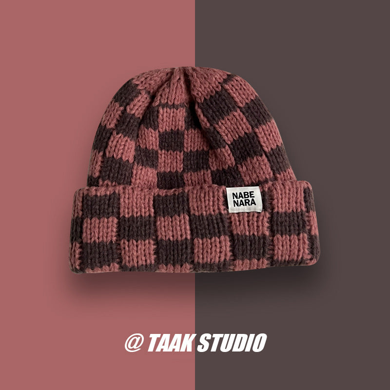 Wholesale Checkered knit hat for women
