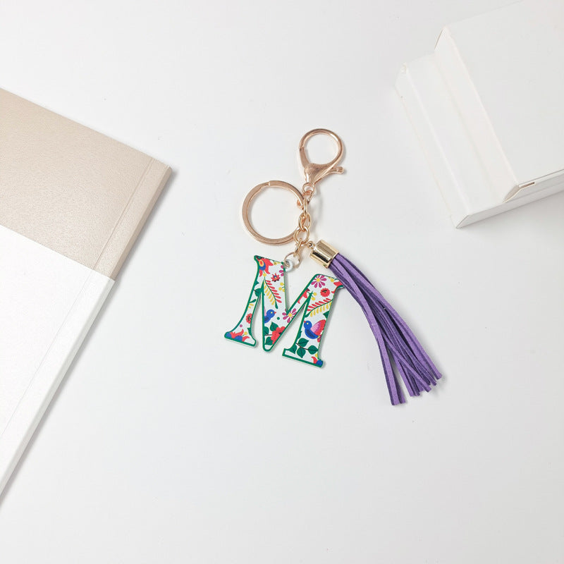 Wholesale Letter Colorful Tassel Zinc Alloy Keychain