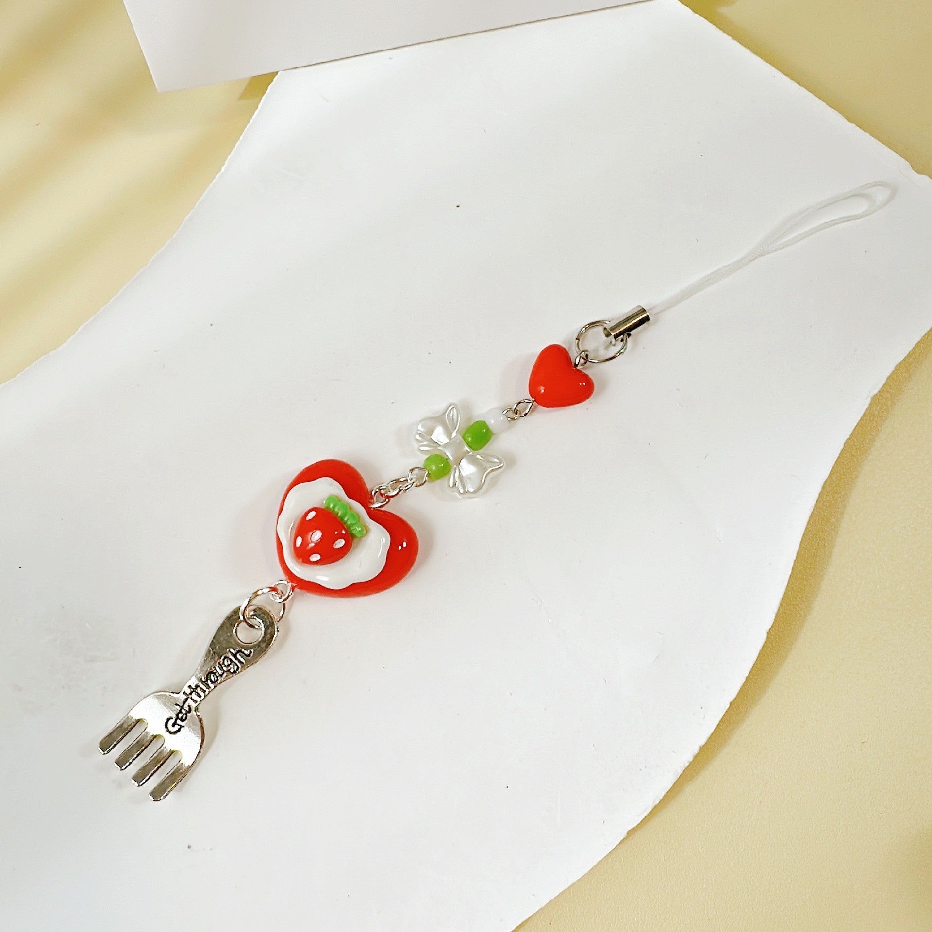 Wholesale Strawberry cake bead cute keychain