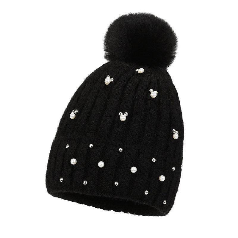 Wholesale Plush and Thick Insulation Knitted Hats with Diamond Wool Hats