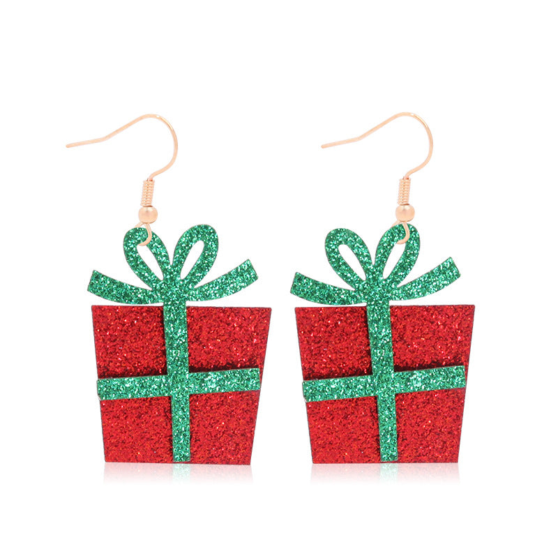Wholesale Christmas Fabric Shining Christmas Tree Sunflower Earrings