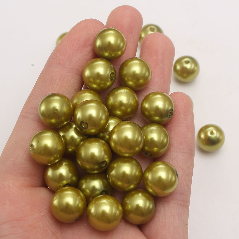 Wholesale 6-30MM Olive Yellow ABS Imitation Pearl Loose Beads
