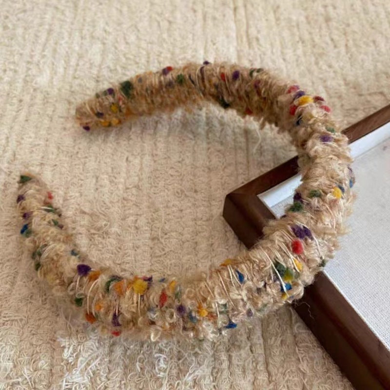 Wholesale Autumn and Winter Cream Color Dot Plush Headband