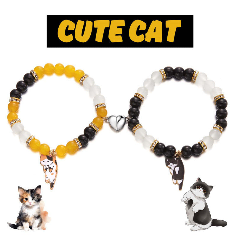 Wholesale cute cat glass beads  bracelet