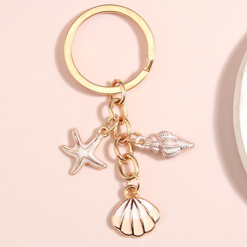 Wholesale Shell Starfish Alloy Drip Oil Keychain