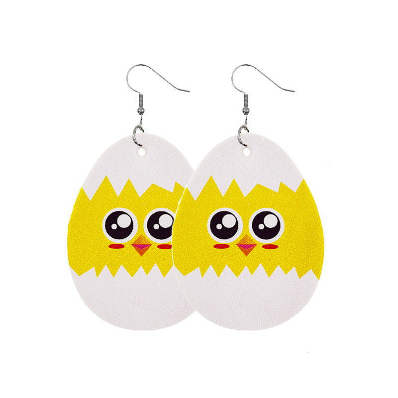 Wholesale Easter Bunny Egg Leather Earrings