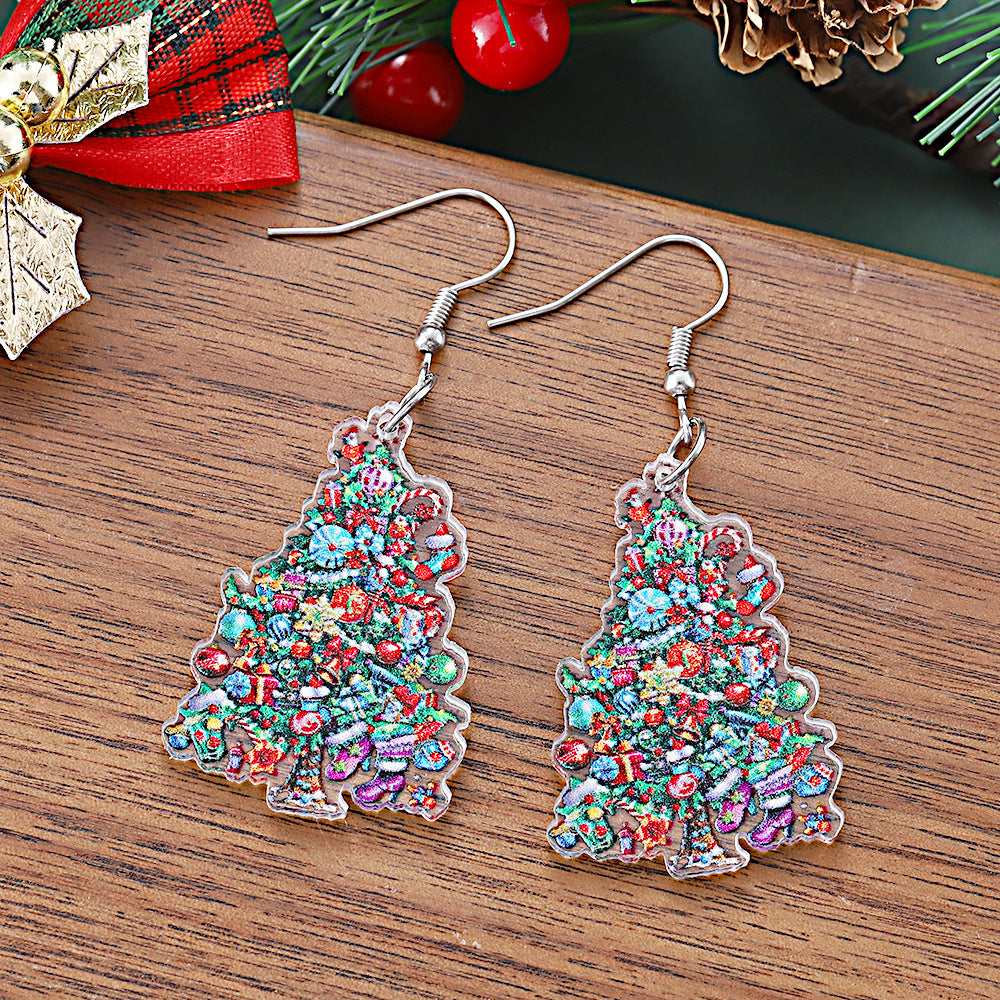 Wholesale Candy Lantern Christmas Tree Pendant Earrings Acrylic Earrings
