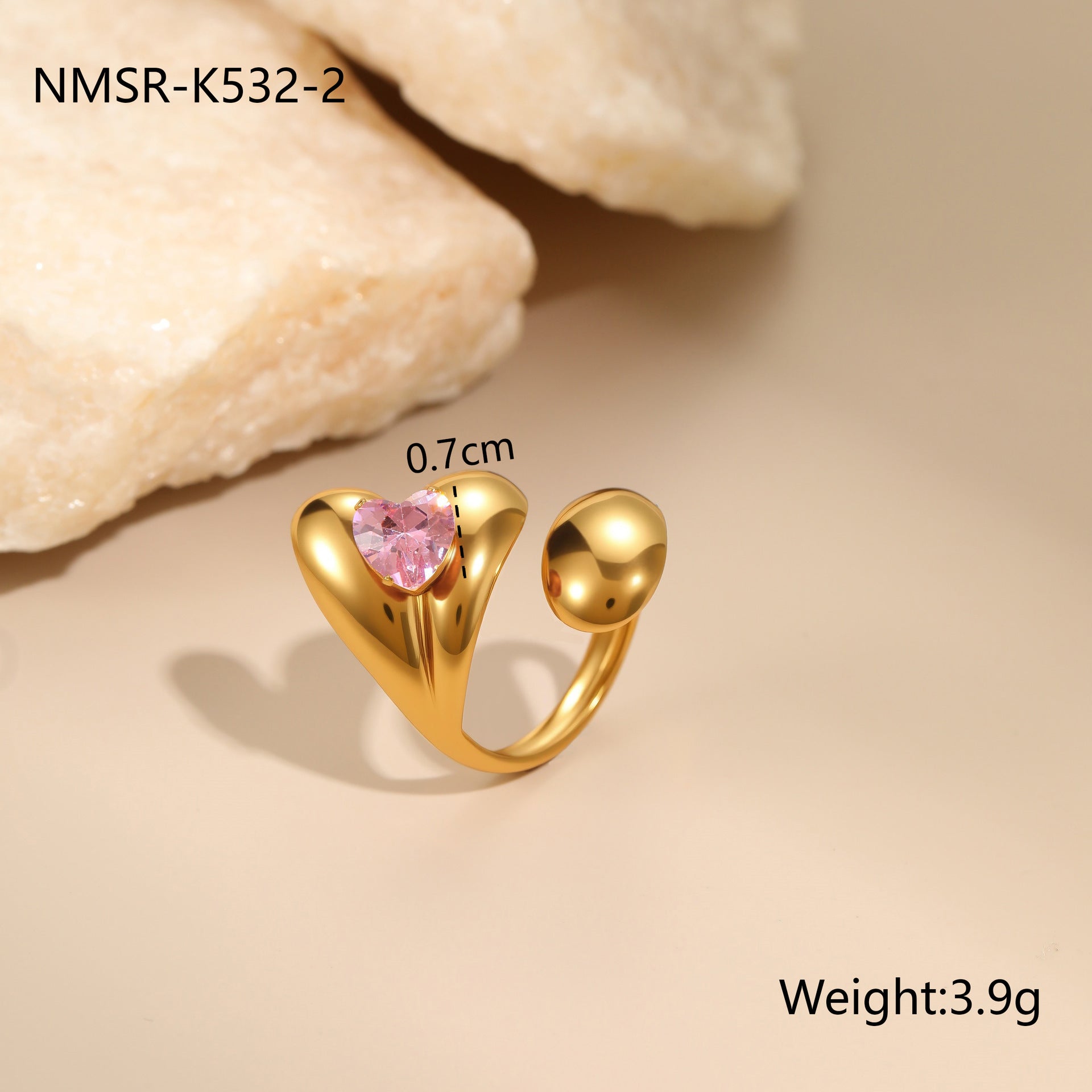 Wholesale Pink zircon Stainless Steel Rings