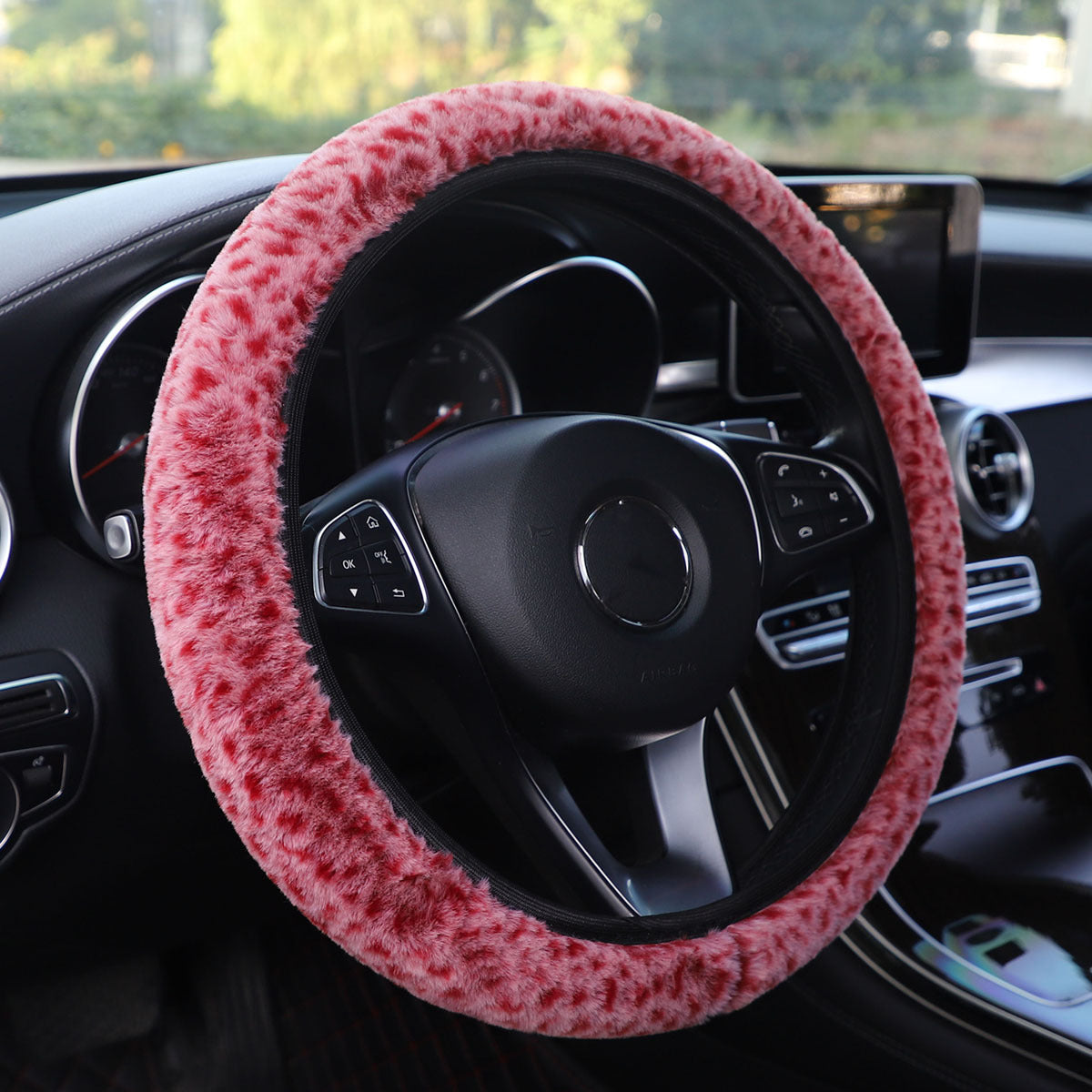 Wholesale Leopard Print Plush Elastic Band Without Inner Ring Car Steering Wheel Cover
