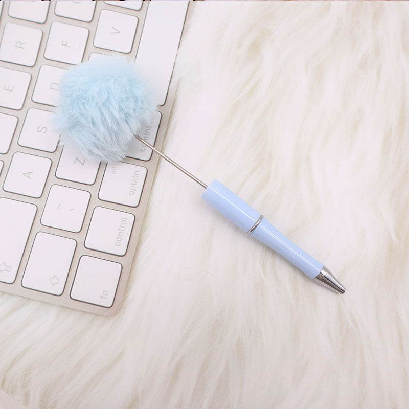 Wholesale Beadable Pens Pom Pom Beadable Pen Leopard Print Plush Multicolor DIY Fluffy Pens