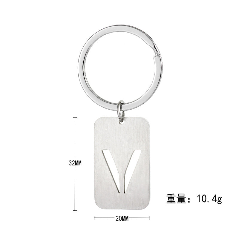 Wholesale Stainless Steel Creative Hollow 26 Letter Keychain