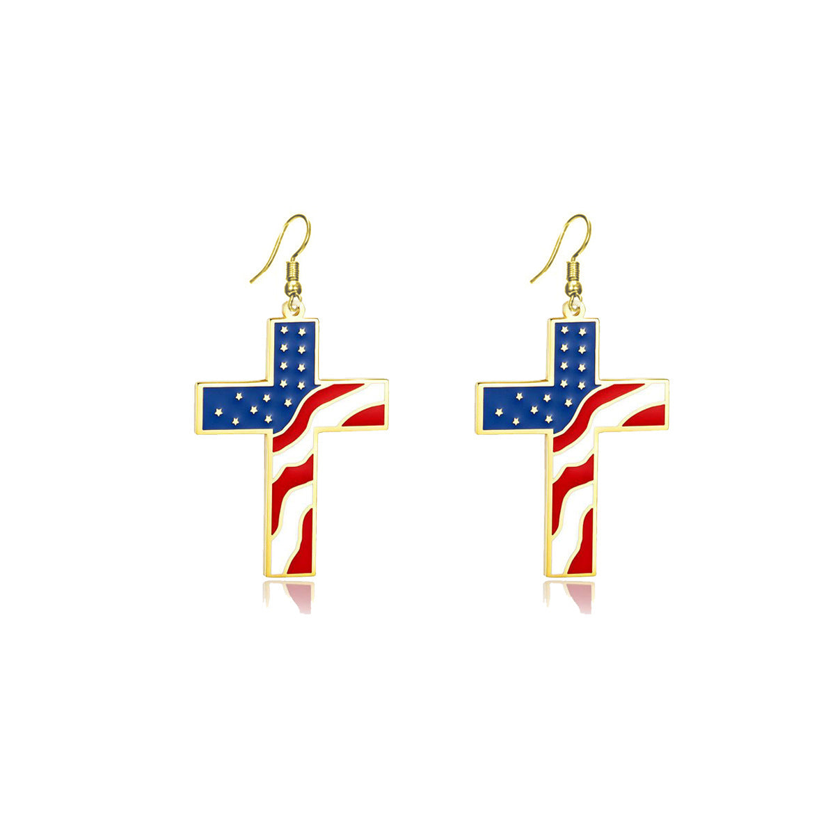 Wholesale American Independence Day Cross Earrings Necklace