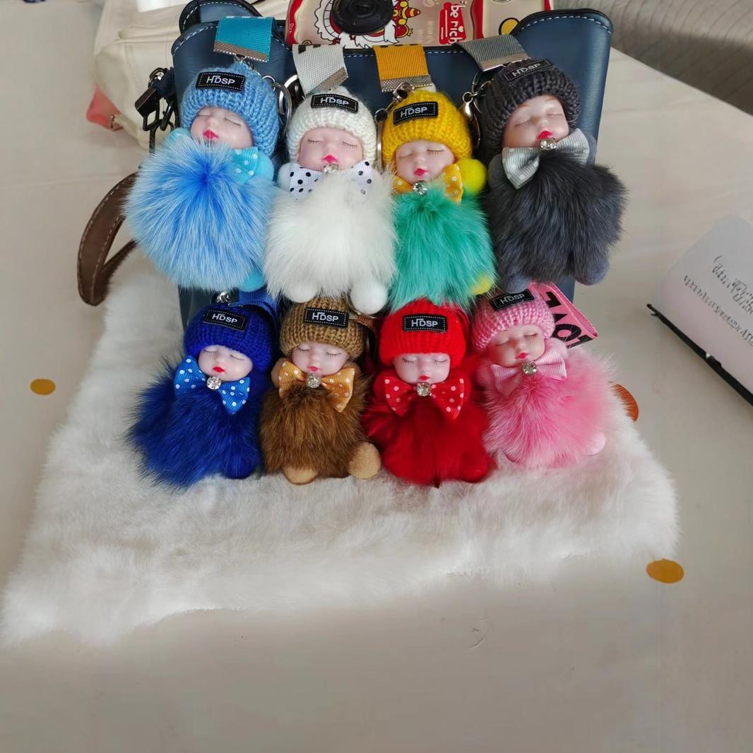 Wholesale Cute Fur Sleeping Doll Keychain