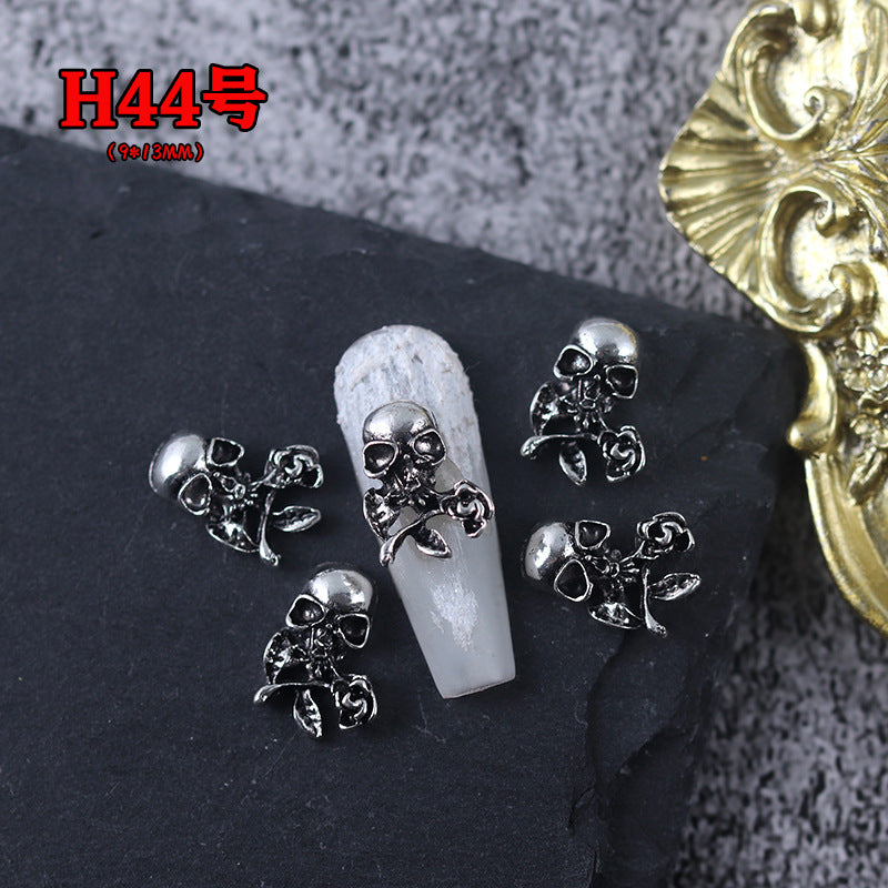Wholesale Ancient Silver Alloy Angel Skull Nail Art Charms For  Dark Retro Style