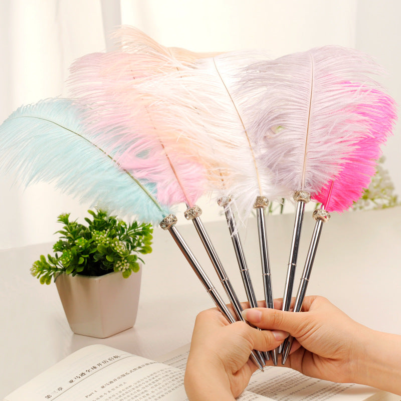 Wholesale 40cm Creative Colored Metal Ball Black Refill Feather Pen